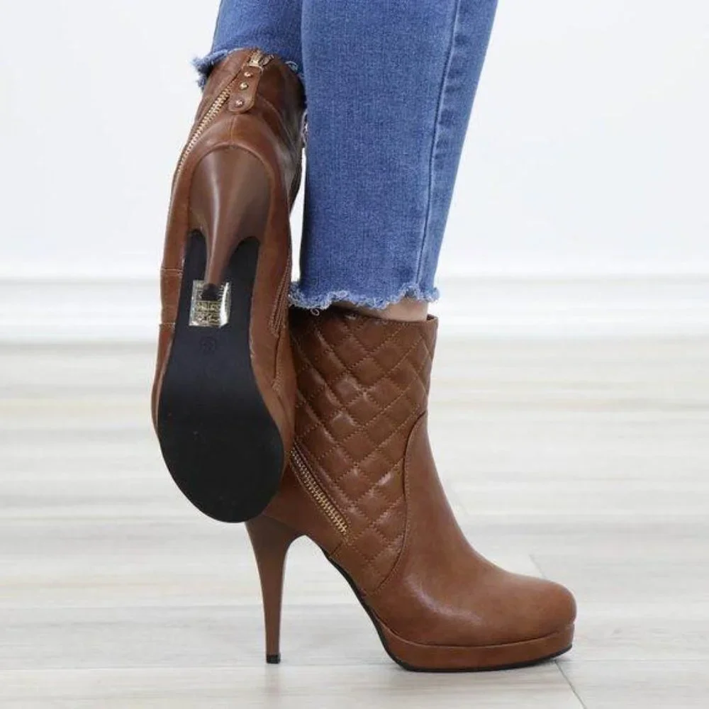 Platform High Heel Ankle Boots Fur inside - Picture 13 of 15